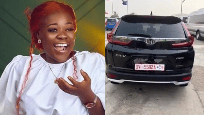 Tiktok star Asantewaa flaunts new car