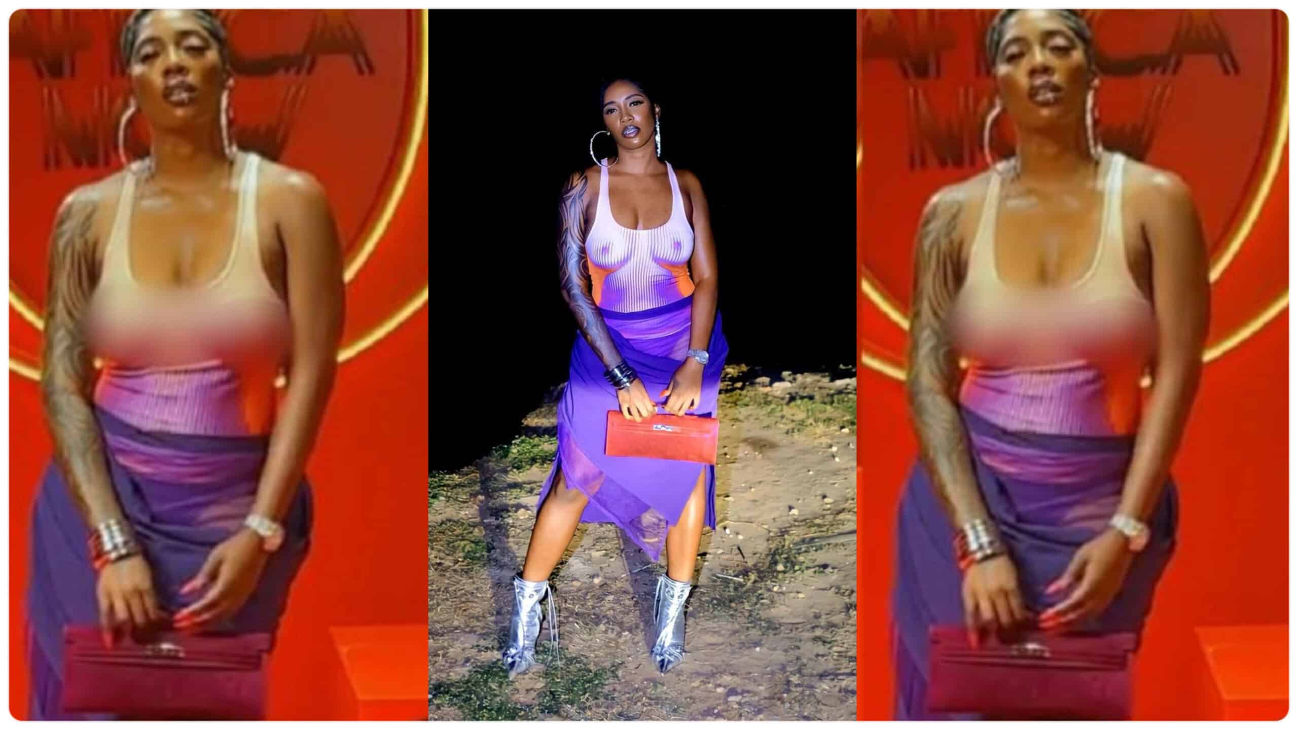Tiwa Savage exposes her private parts in crazy see-through outfit