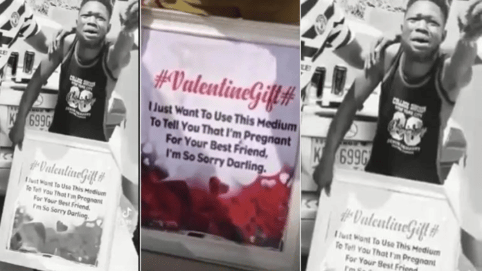 Lady breaks up with boyfriend on Valentine's day; Reveals she's pregnant for his best friend