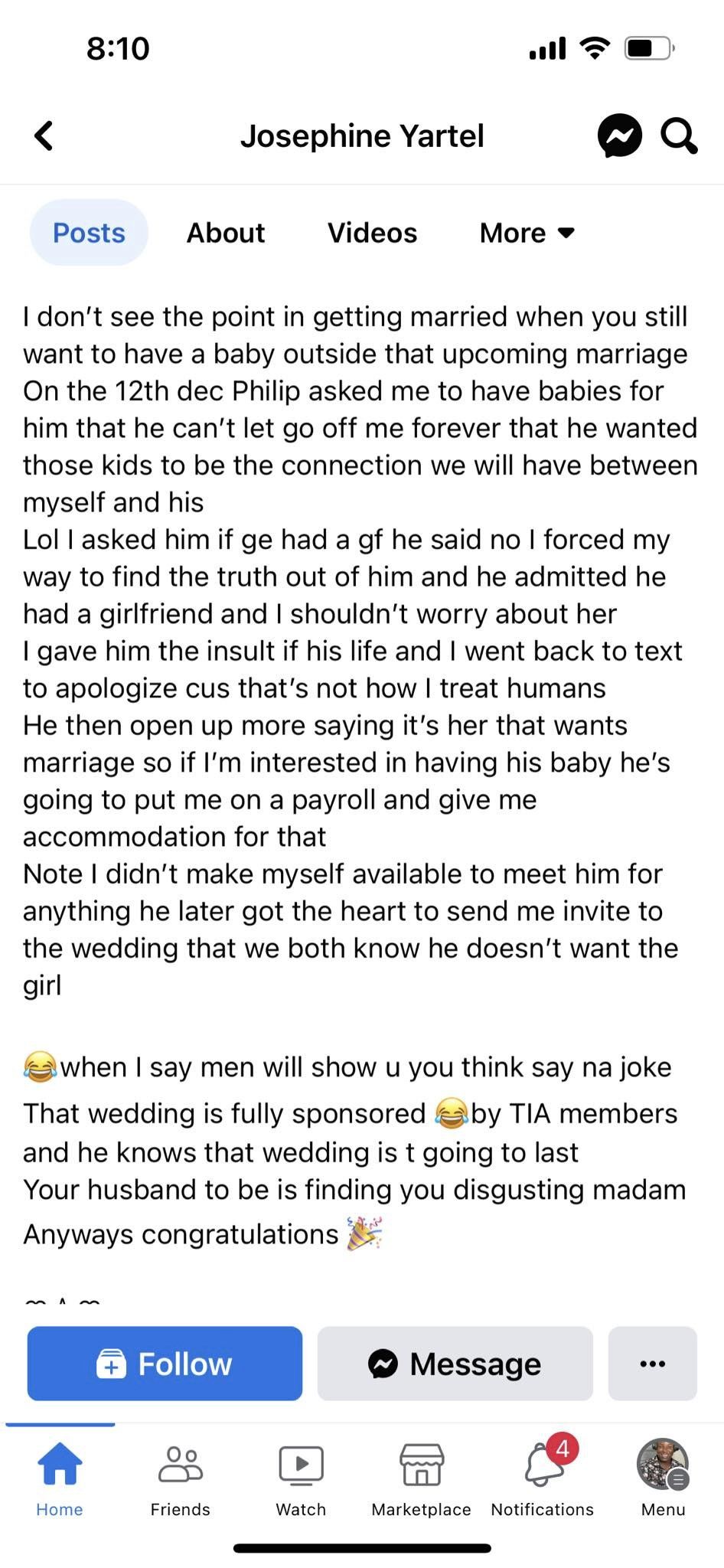 Lady exposes GH man whose set to marry but wants to date her