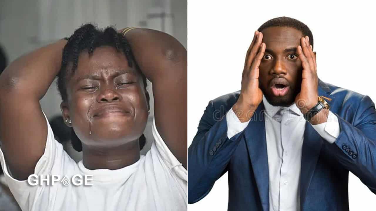 lady crying and man in shock