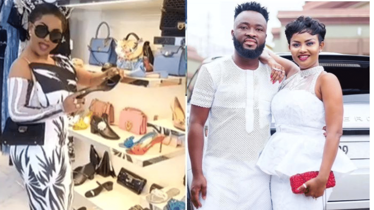Happy Nana Ama Mcbrown shares video of her hubby buying expensive  shoes and bags for her