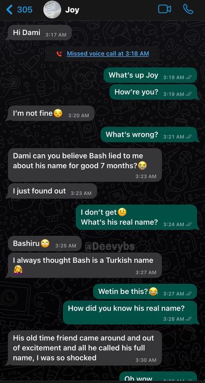 Lady breaks up with boyfriend who told her his name is Bash instead of Bashiru