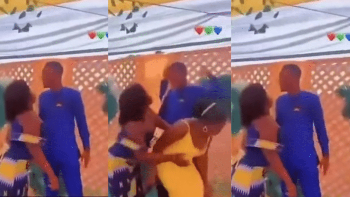 Moment bride fights with bridesmaid for seductively dancing with her husband