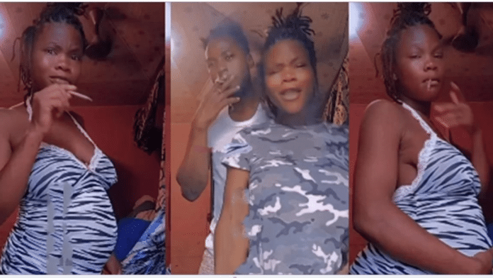 Video of a heavily pregnant lady seriously smoking with her boyfriend receives mixed reactions