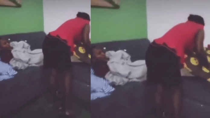 Wife filmed trying to suffocate her husband to death so that she can take his properties
