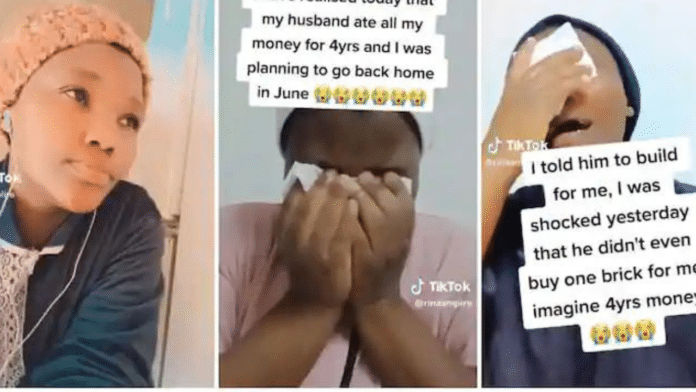 Wife living abroad sheds tears as her husband spends all the money she sent him to build a house for her
