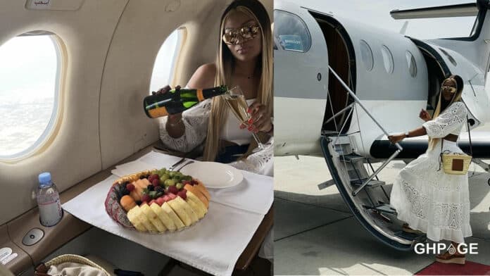Sandra-Ankobiah flying a private jet