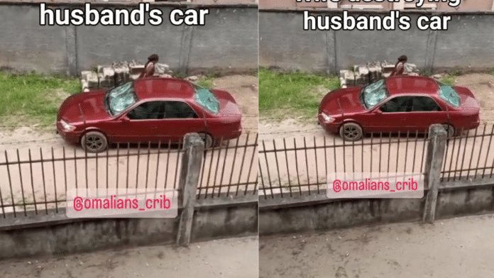 Wife completely destroys her husband's car for cheating on her (Video)