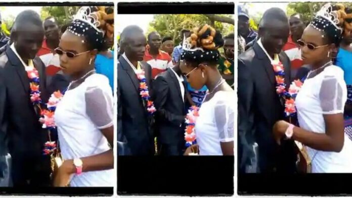 Bride refuses to kiss groom on their wedding day; Gives a commando face (Video)