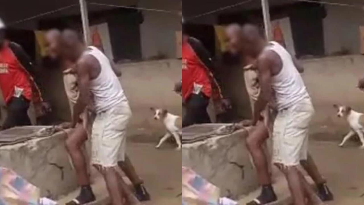 Man caught trying to sleep with his best friend's wife (Video)
