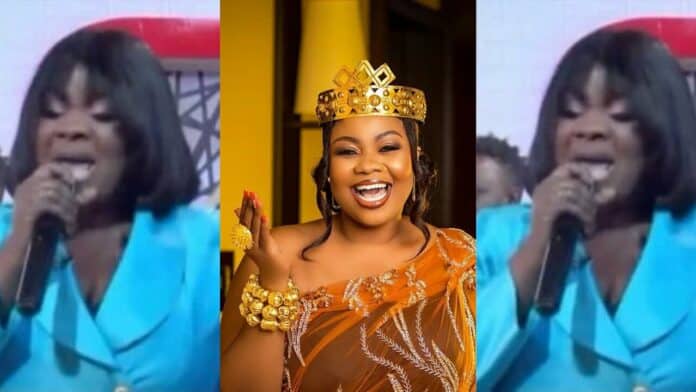 Ghanaians accuse Empress Gifty of bleaching as she looks completely dark in a new video