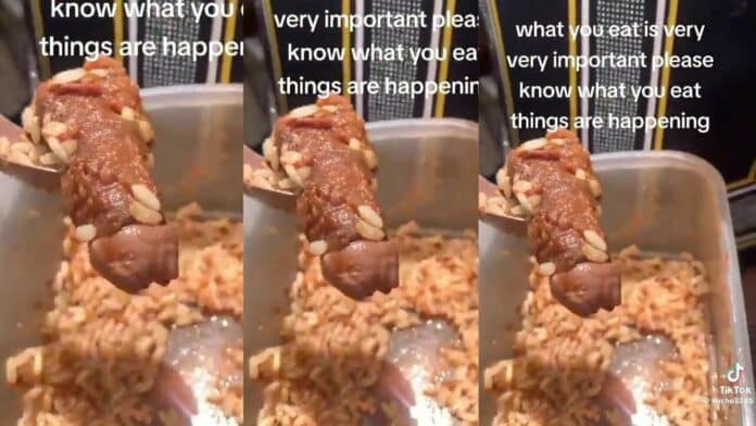 Shocking moment woman finds manhood inside food she bought from the restaurant (Video)