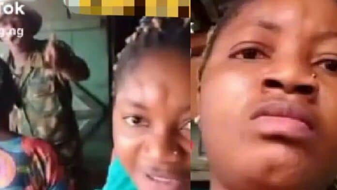 Soldier beats lady inside her shop after buying items and refusing to pay (Video)