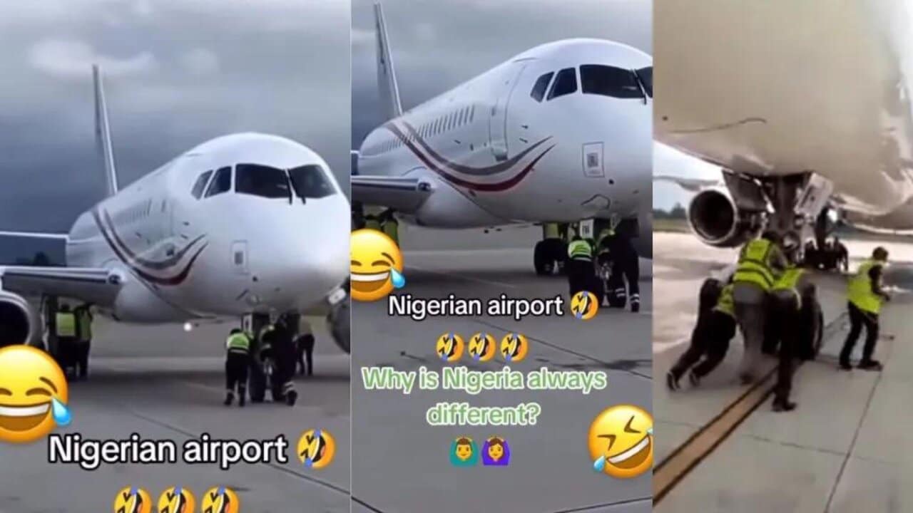 Trending video of a group of men pushing an aircraft at the airport causes stir