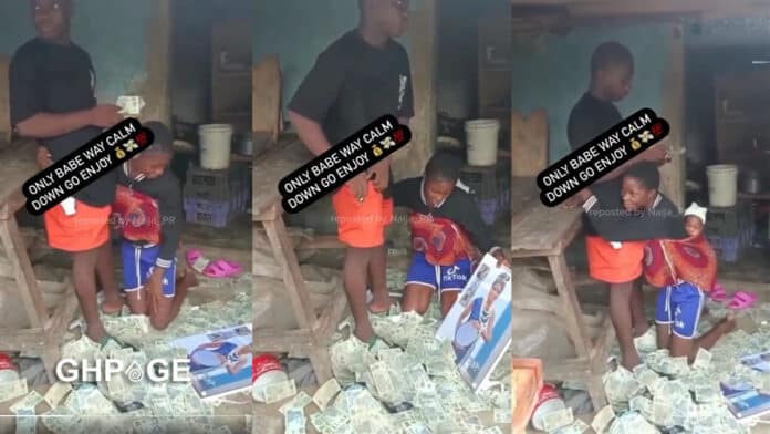 man sprays money on teenage baby mama