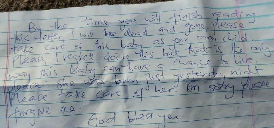 Newborn Baby Abandoned at Pastor's Doorstep With A Letter - Photos