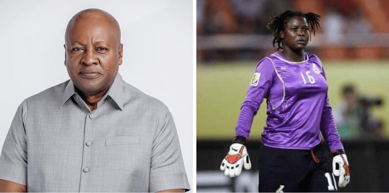 “Our next President”: Ex-Black Queens goalkeeper receives two-bedroom house from John Mahama – VIDEO