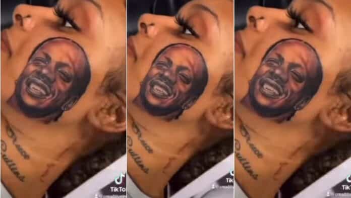 Lady permanently tattoos boyfriend's face on her face