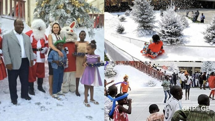 President-Ali-Bongo-and-Family celebrating in the snow