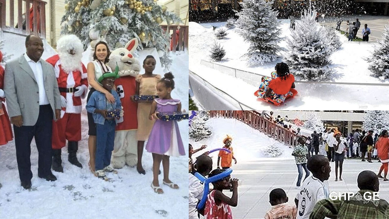 President-Ali-Bongo-and-Family celebrating in the snow