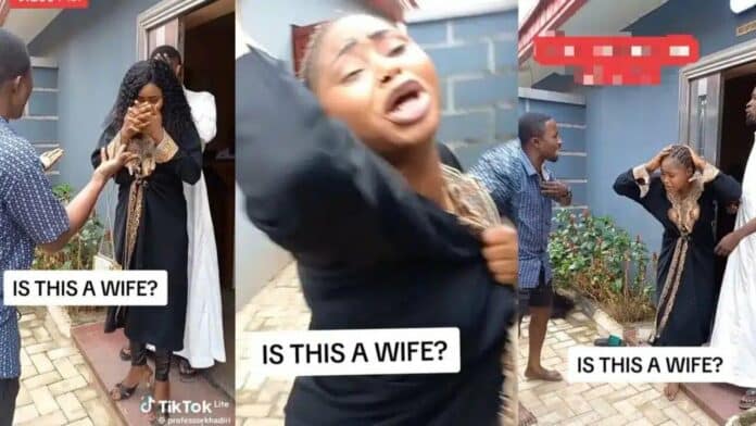 Stop recording - Cheating wife begs as husband catches another man chopping her 'wotowoto' in the hotel