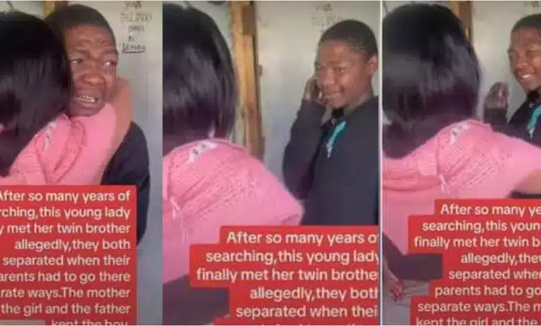 Lady breaks down in massive tears after finding her missing twin brother (Video)