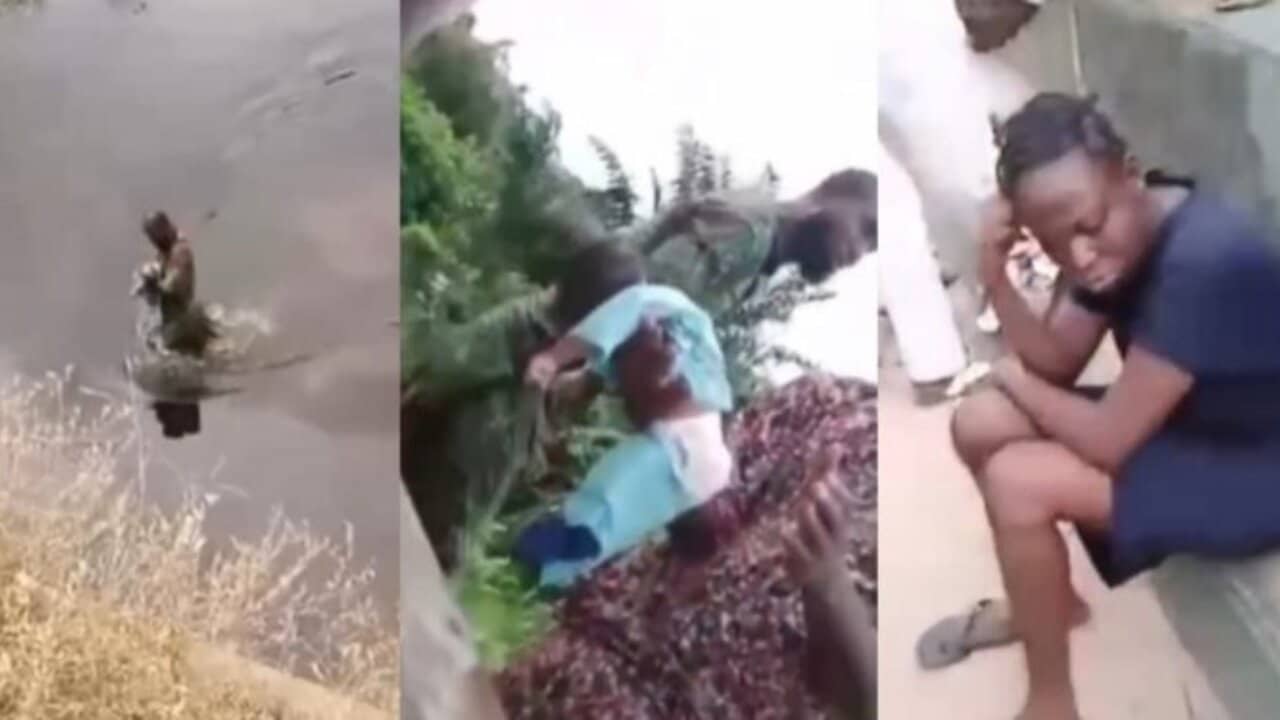 Sad! Baby rescued after being thrown into a river by the mother