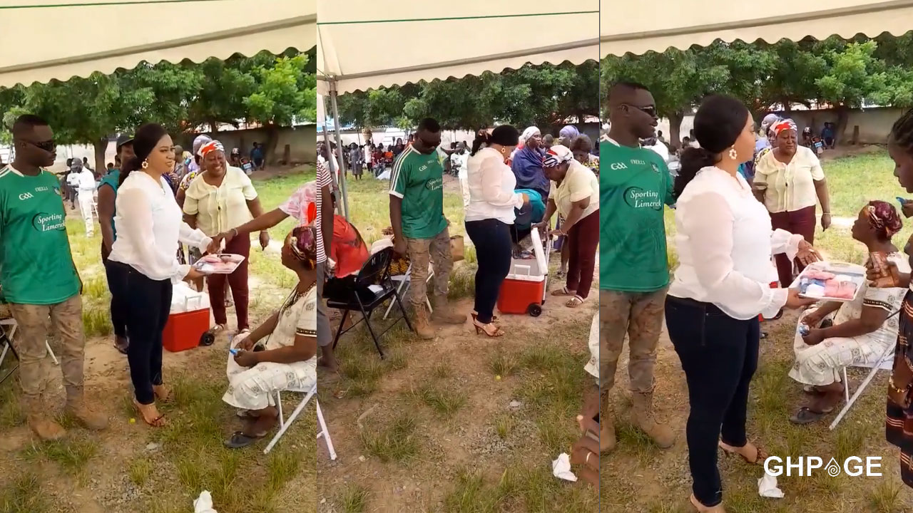 Grid of Adwoa Safo sharing food at registration