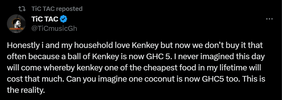 Ghana Is Hard That I Can't Even Afford Common Kenkey - Tic Claims