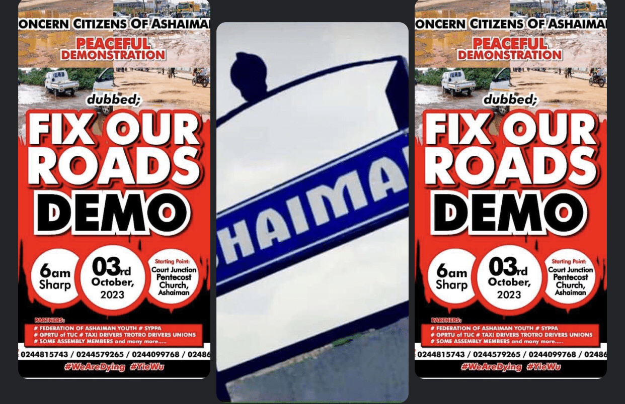 Residents of Ashaiman set to hit the streets in a “Fix Our Roads Demo” on 03/10/2023
