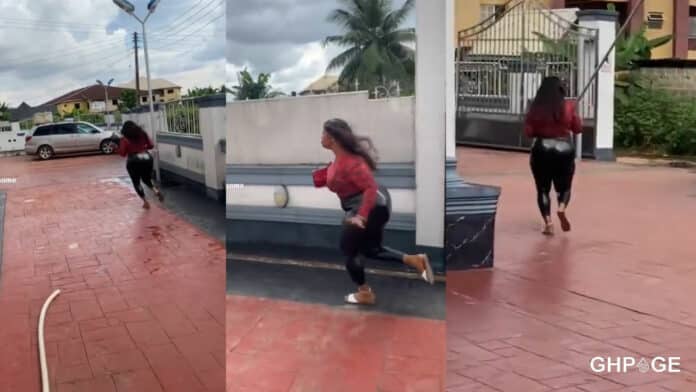 Grid of wife running away after she was caught cheating