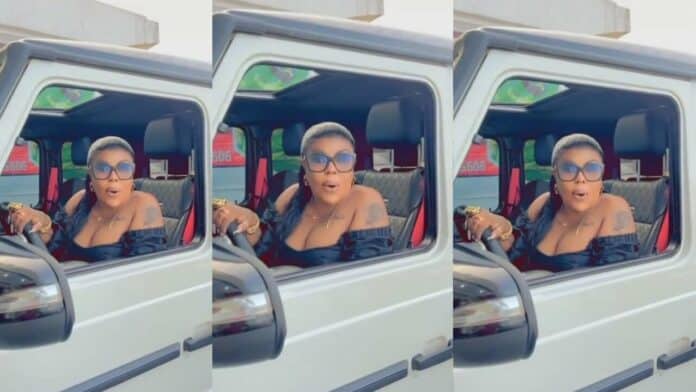 Afia Schwar happily flaunts her newly acquired all-white G-Wagon (Video)