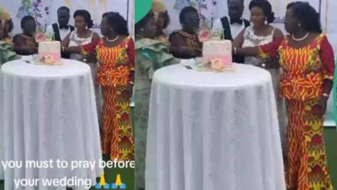 Drama as wedding cake falls and scatters - Video