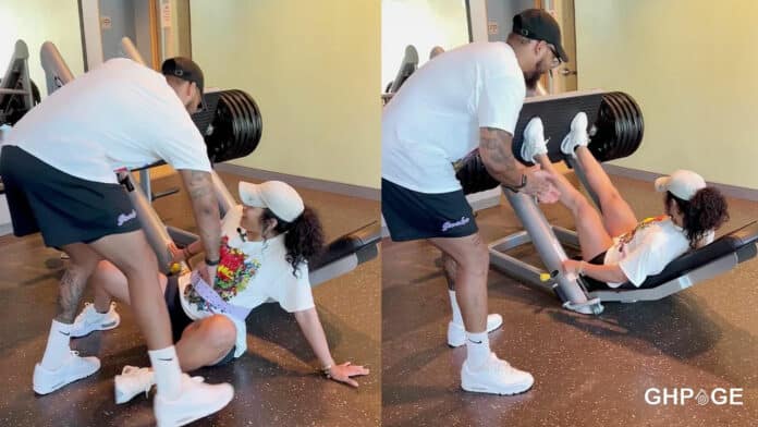 Gym instructor training lady