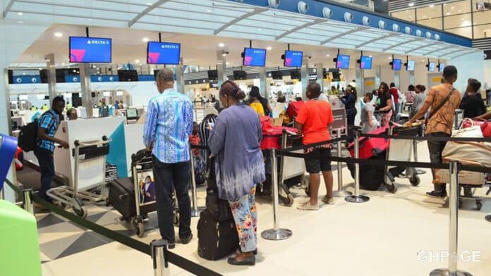 People leaving Ghana at KIA-departure