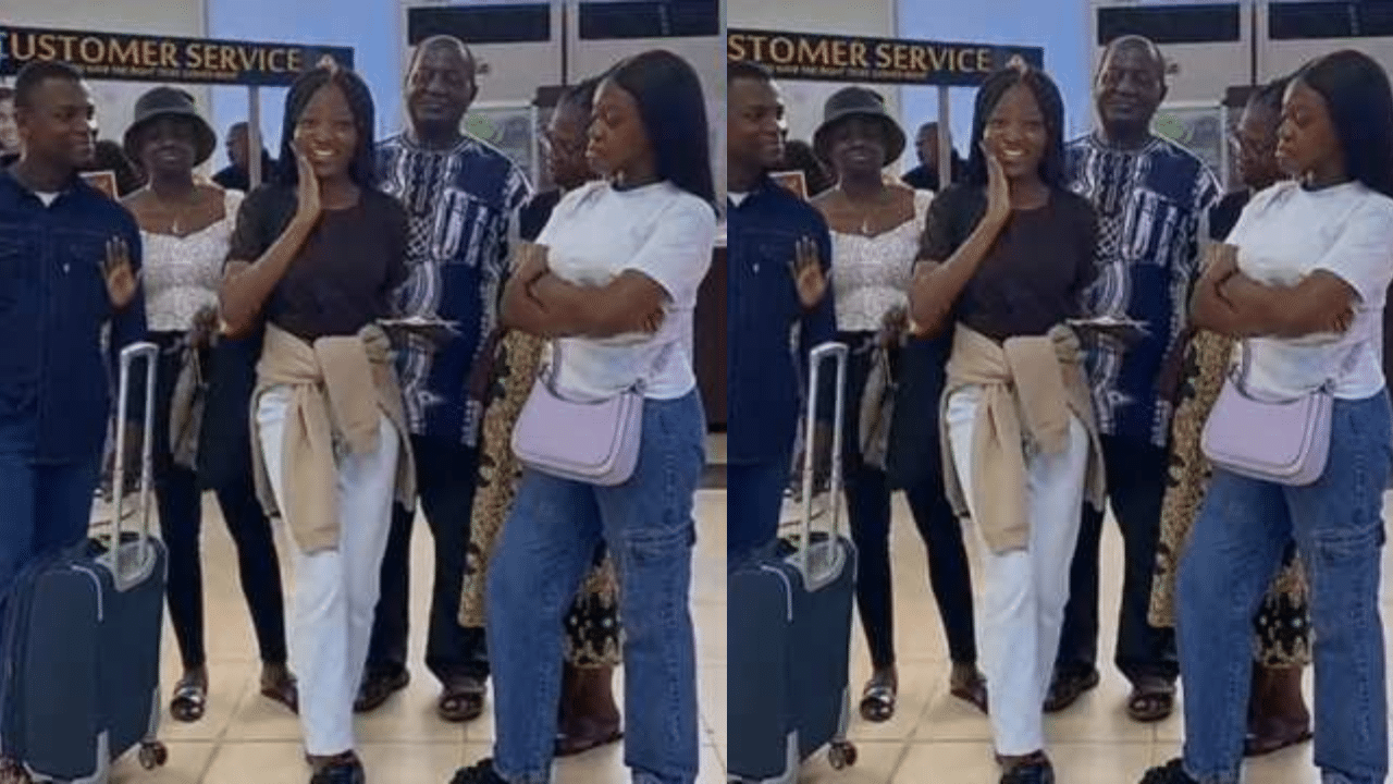 Lady celebrates big time as she becomes the first person in her family to travel abroad - Video