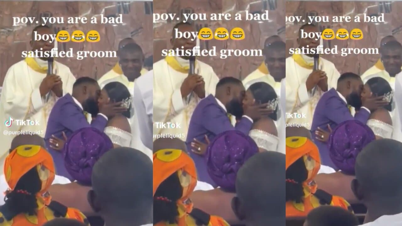 Moment a Roman father slaps groom for over-kissing bride on the altar (Video)