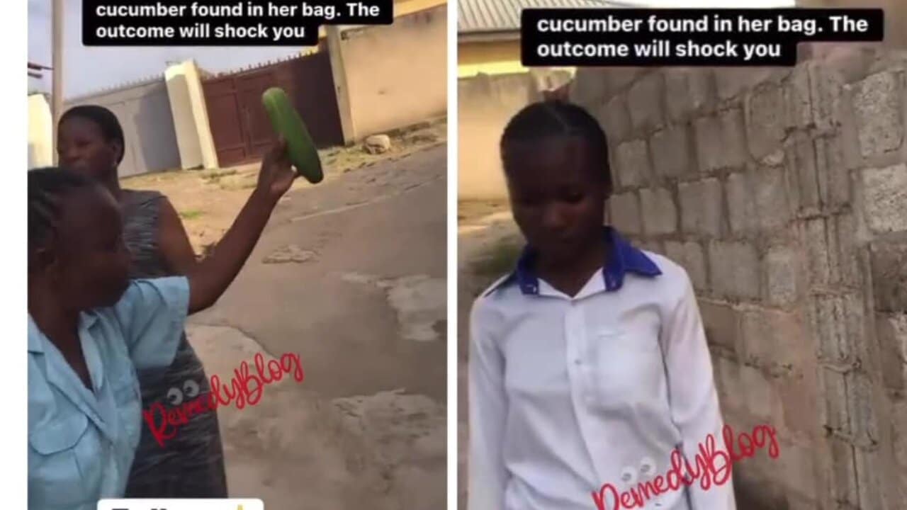 Mother cries and laments after finding a huge cucumber inside her daughter's bag (Video)