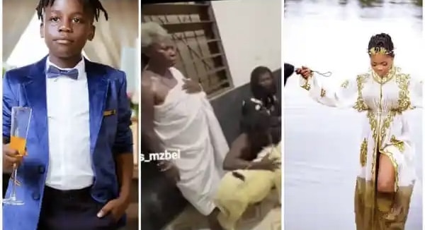 VIDEO: Mzbel runs to spiritualists for protection for her son, Okomfo Black following the recent physical and spiritual attack