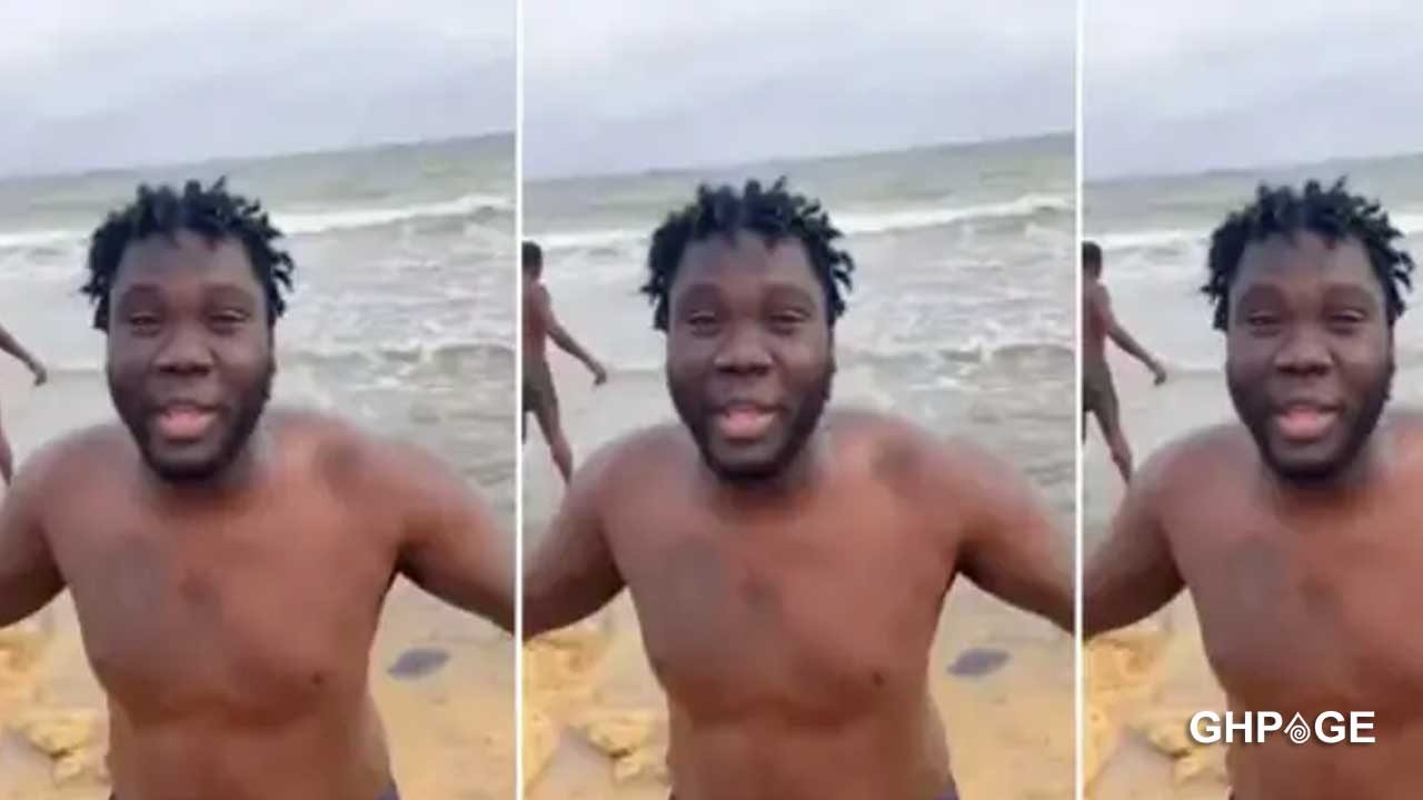 Showboy walks on the street half-naked to announce his presence following his return to Ghana