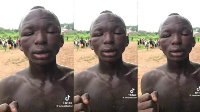 Thief begs for mercy as residents use broken glass bottle pieces to shave his hair (Video)