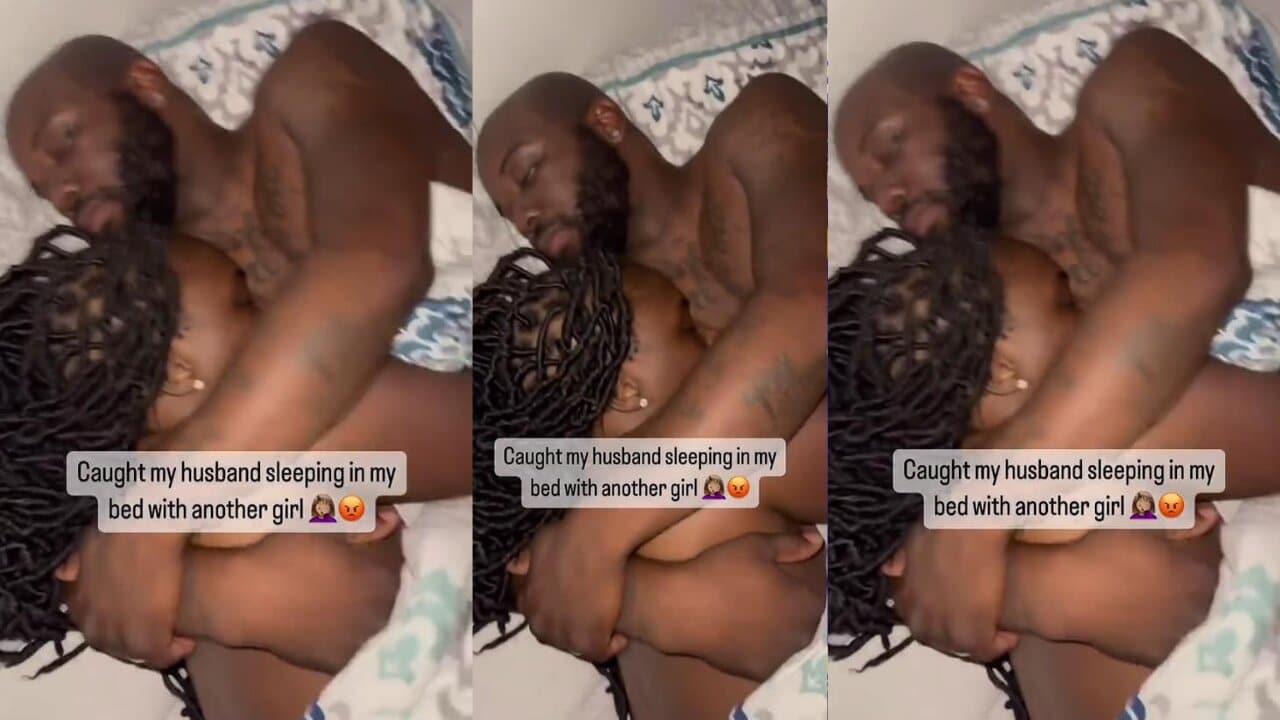 Wife returns from work to find her husband in bed with his sidechick - Video