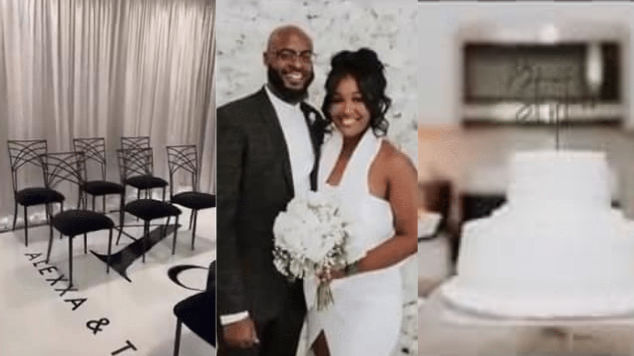 Couple go viral as they marry inside their living room with just 9 guests (Video)