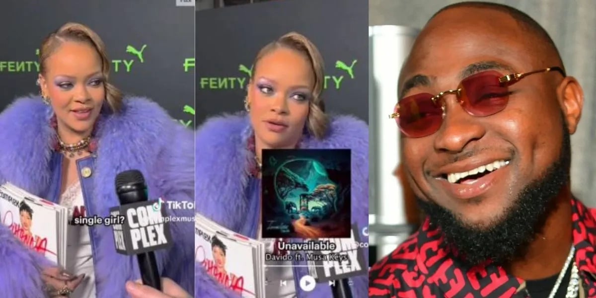 Rihanna reveals Davido’s ‘Unavailable’ song as her song of the year – (Video)