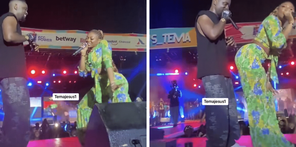 Moment Sefa tried to seduce married Sarkodie on stage with her huge ‘tundra’- VIDEO