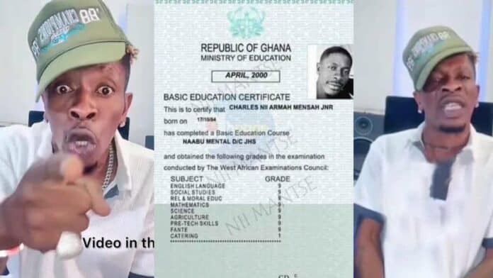 Shatta Wale's BECE results trends online; Ghanaians react