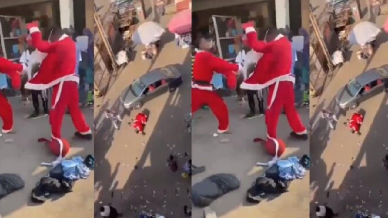 Two father “Christmases” trade heavy blows because of presents