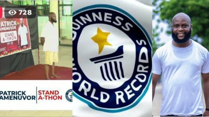 GH man Patrick officially begins his Guinness World Record stand-a-thon attempt - Ghanaians react