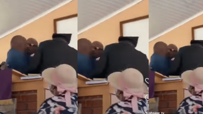 Male church member fights pastor for sleeping with his wife during service (Video)